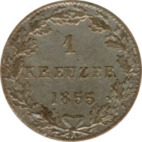 Freie Stadt Frankfurt 1 Kreuzer 1855 Stadtwappen Silber*
