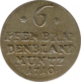 Brandenburg 6 Pfennig 1710 HFH Friedrich I*