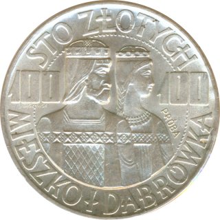Polen 100 Zlotych 1966 Mieszko und Dubrawka Probe Silber*