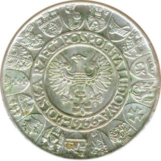 Polen 100 Zlotych 1966 Mieszko und Dubrawka Probe Silber*