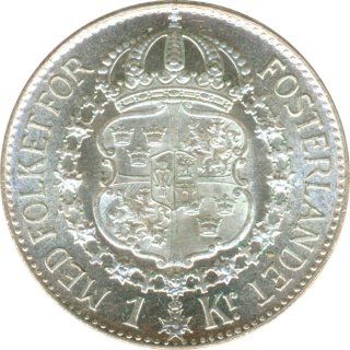 Schweden 1 Krona 1939 Gustaf V Silber*
