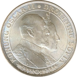 Schweden 2 Kronor 1907 Goldene Hochzeit des Knigspaares...