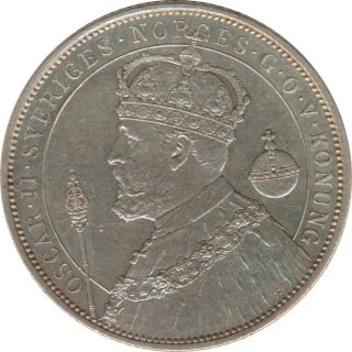 Schweden 2 Kronor 1897 25. Thronjubilum Oscar II. Silber*