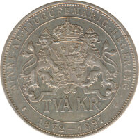 Schweden 2 Kronor 1897 25. Thronjubiläum Oscar II....
