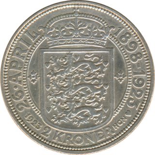 Dnemark 2 Kroner 1923 Silberne Hochzeit des Knigspaares Silber*