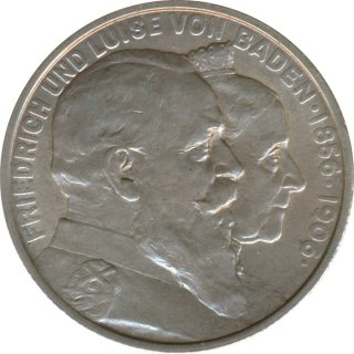 Baden 2 Mark 1906 G Goldene Hochzeit Silber*