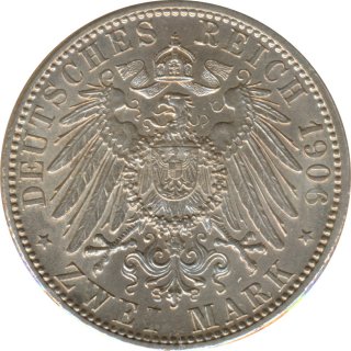 Baden 2 Mark 1906 G Goldene Hochzeit Silber*