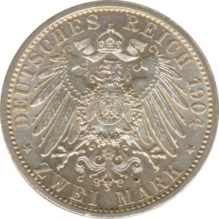 Hessen 2 Mark 1904 A 400. Geburtstag Philipp der Gromtige Silber*