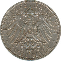 L&uuml;beck 2 Mark 1901 A Stadtwappen Silber*