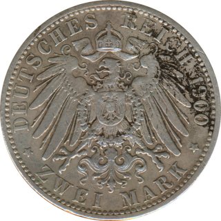 Oldenburg 2 Mark 1900 A Friedrich August Silber*