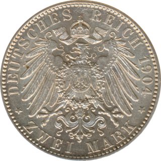 Sachsen 2 Mark 1904 E Auf den Tod von Knig Georg Silber*