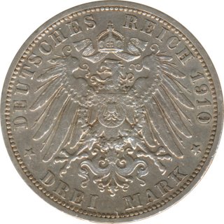 Hessen 3 Mark 1910 A Ernst Ludwig Silber*