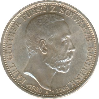 Schwarzburg-Sondershausen 3 Mark 1909 Auf den Tod von...