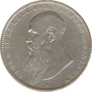 Sachsen-Meiningen 5 Mark 1908 D Georg II Silber*
