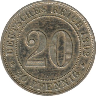 Deutsches Reich 20 Pfennig 1892 A*