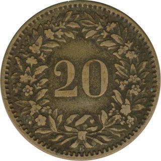 Schweiz 20 Rappen 1859 B Silber*