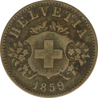 Schweiz 20 Rappen 1859 B Silber*