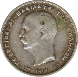 Griechenland 1 Drachme 1910 Georg I. Silber*