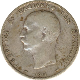 Griechenland 2 Drachmen 1911 Georg I. Silber*