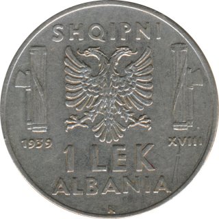 Albanien 1 Lek 1939 R Vittorio Emanuele III.*