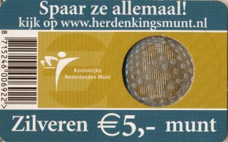 Niederlande 5 Euro 2005 60 Jahre Frieden & Freiheit Silber in Karte*