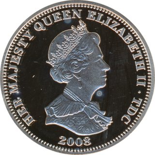 Tristan da Cunha 5 Pfund 2008 Hlg. Georg mit Drachen Silber*