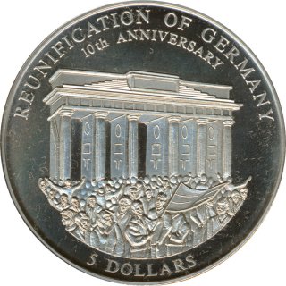 Liberia 5 Dollars 2000 10 Jahre Deutsche Einheit*