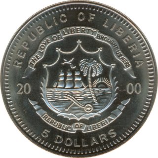 Liberia 5 Dollars 2000 10 Jahre Deutsche Einheit*