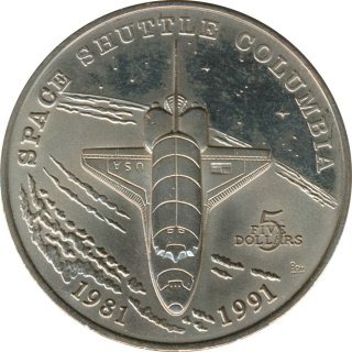 Marshall Islands 5 Dollars 1991 Space Shuttle Columbia*