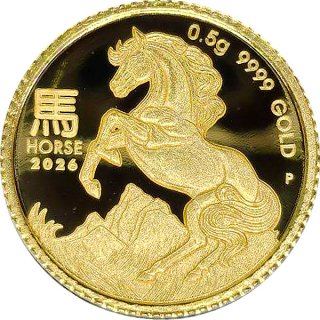Australien Lunar 3 - 2026 Jahr des Pferdes 0,5 g Gold