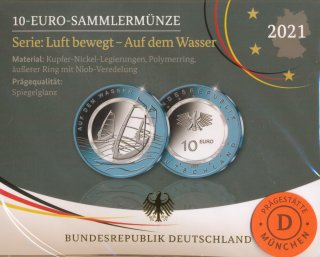 BRD 10 Euro 2021 - Wasser Spiegelglanz D im Blister*