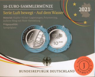 BRD 10 Euro 2021 - Wasser Spiegelglanz J im Blister*