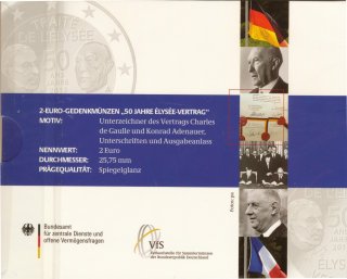 Deutschland 2 Euro 2013 - Elysee Vertrag ( A-J ) PL im Blister*