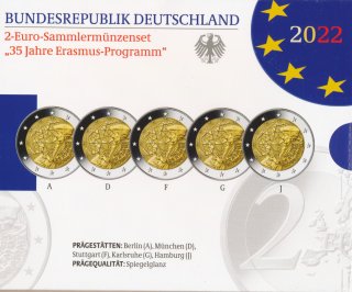 Deutschland 2 Euro 2022 - Erasmus (A-J)  im Blister PL*