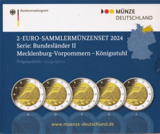 Deutschland 2 Euro 2024 - Mecklenburg-Vorpommern - (A-J) im Blister PL*