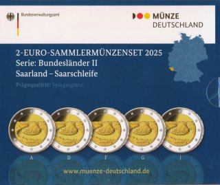Deutschland 2 Euro 2025 - Saarland - (A-J) im Blister PL*