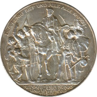 Preussen 3 Mark 1913 100 Jahre Sieg �ber Napoleon Silber*
