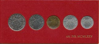 Vatikan KMS 1975 Paul VI verpackt in M�nzkarte*