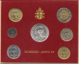 Vatikan KMS 1993 Johannes Paul II verpackt in Folder Silber*