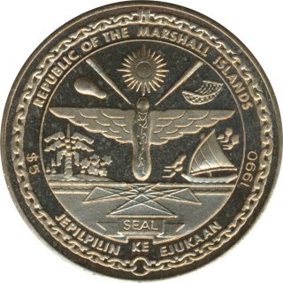 Marshall-Islands 5 Dollars 1990 Deutsche Einheit*