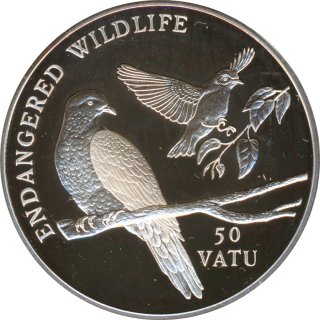 Vanuatu 50 Vatu 1992 PP Erdtauben Silber*