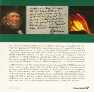 Deutschland 2016 - 20 Euro -  Deutschlandlied PL im Folder der Deutschen Post*