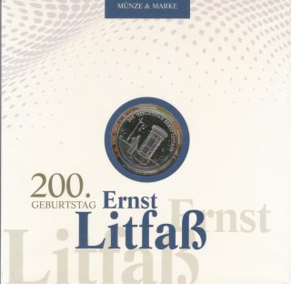 Deutschland 2016 - 20 Euro - Ernst Litfa� PL im Folder der Deutschen Post*