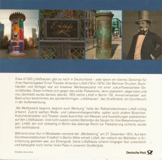 Deutschland 2016 - 20 Euro - Ernst Litfa� PL im Folder der Deutschen Post*