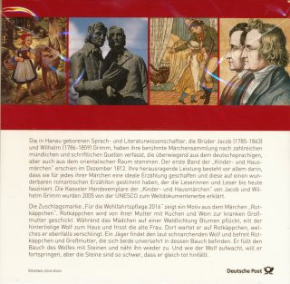 Deutschland 2016 - 20 Euro - Rotk�ppchen PL im Folder der Deutschen Post*