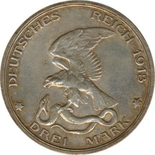 Preussen 3 Mark 1913 100 Jahre Sieg �ber Napoleon Silber*