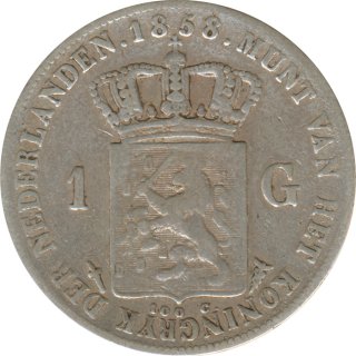 Niederlande 1 Gulden 1858 Willem III Silber*