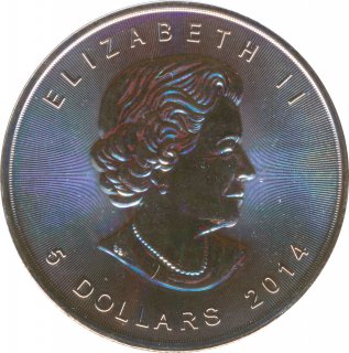 Kanada 2014 - Maple Leaf 1 Oz Silber mit Bison Farbapplikation*