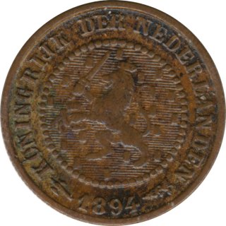 Niederlande 1/2 Cent 1894 Wilhelmina*