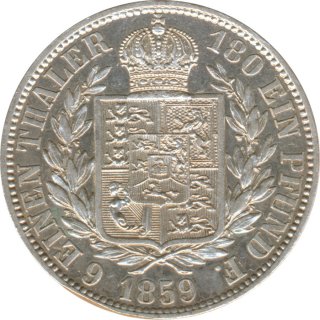 Hannover 1/6 Taler 1859 Georg V Silber*